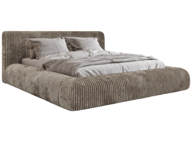 Łóżko tapicerowane TILBEA CLASSIC 200x200 - materac pocket - jasnobrązowy, sztruks