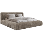 Łóżko tapicerowane TILBEA CLASSIC 200x200 - materac pocket - jasnobrązowy, sztruks