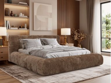 Łóżko tapicerowane TILBEA CLASSIC 180x200 - brązowy, sztruks