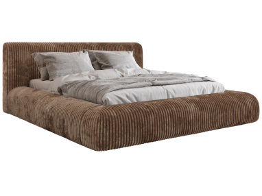 Łóżko tapicerowane TILBEA CLASSIC 160x200 - materac pocket - brązowy, sztruks