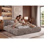 Łóżko tapicerowane TILBEA CLASSIC 160x200 - materac pocket - brązowy, sztruks