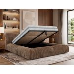 Łóżko tapicerowane TILBEA CLASSIC 200x200 - materac pocket - brązowy, sztruks