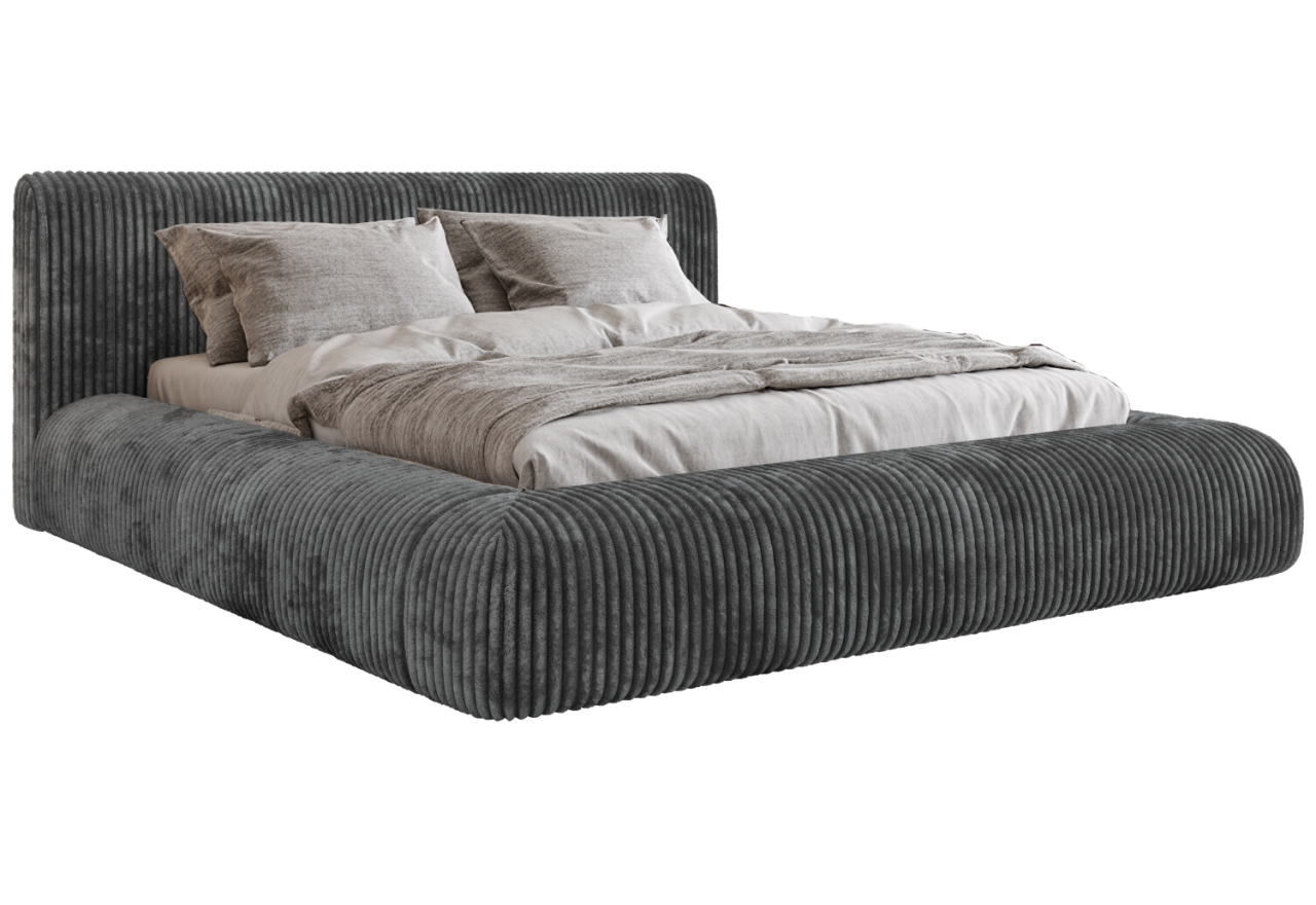 Łóżko tapicerowane TILBEA CLASSIC 200x200 - ciemnoszary, sztruks