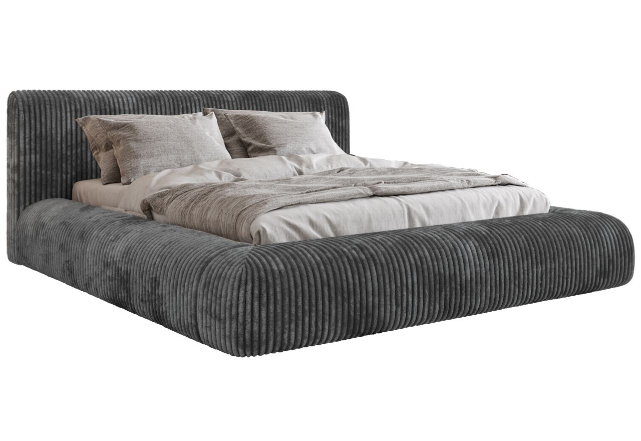 Łóżko tapicerowane TILBEA CLASSIC 200x200 - ciemnoszary, sztruks
