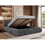 Łóżko tapicerowane TILBEA CLASSIC 140x200 - materac pocket - ciemnoszary, sztruks