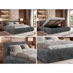 Łóżko tapicerowane TILBEA CLASSIC 140x200 - materac pocket - ciemnoszary, sztruks