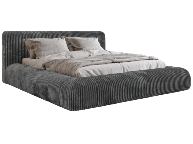 Łóżko tapicerowane TILBEA CLASSIC 160x200 - materac pocket - ciemnoszary, sztruks