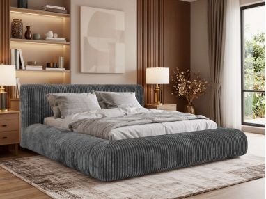 Łóżko tapicerowane TILBEA CLASSIC 180x200 - materac pocket - ciemnoszary, sztruks