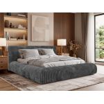 Łóżko tapicerowane TILBEA CLASSIC 200x200 - materac pocket - ciemnoszary, sztruks