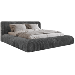 Łóżko tapicerowane TILBEA CLASSIC 200x200 - materac pocket - ciemnoszary, sztruks