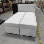 Łóżko kontynentalne JASIR 140x200 - Soft 17 - biała ekoskóra - OUTLETU