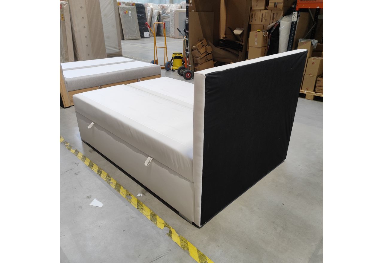 Łóżko kontynentalne JASIR 140x200 - Soft 17 - biała ekoskóra - OUTLETU