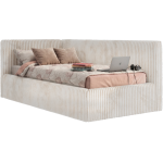 Łóżko młodzieżowe TILVO 90x200 - materac multipocket - beżowy, sztruks - strona lewa