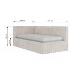 Łóżko młodzieżowe TILVO 90x200 - materac multipocket - beżowy, sztruks - strona lewa