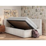 Łóżko młodzieżowe TILVO 90x200 - materac multipocket - beżowy, sztruks - strona lewa