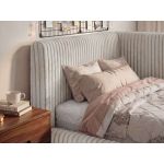 Łóżko młodzieżowe TILVO 90x200 - materac multipocket - beżowy, sztruks - strona lewa