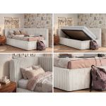 Łóżko młodzieżowe TILVO 90x200 - materac piankowy - beżowy, sztruks - strona lewa