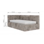 Łóżko młodzieżowe TILVO 90x200 - jasnobrązowy, sztruks - strona lewa