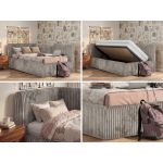 Łóżko młodzieżowe TILVO 90x200 - jasnobrązowy, sztruks - strona lewa