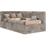 Łóżko młodzieżowe TILVO 90x200 - materac multipocket - jasnobrązowy, sztruks - strona lewa