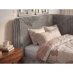 Łóżko młodzieżowe TILVO 90x200 - materac pocket - jasnobrązowy, sztruks - strona lewa