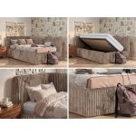 Łóżko młodzieżowe TILVO 90x200 - brązowy, sztruks - strona lewa