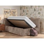 Łóżko młodzieżowe TILVO 90x200 - materac multipocket - brązowy, sztruks - strona lewa