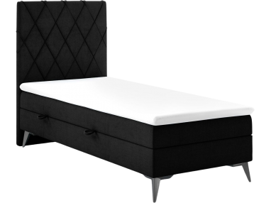 Łóżko kontynentalne z opcją pojemnika na pościel - MIRA 80x200 czarny