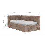 Łóżko młodzieżowe TILVO 90x200 - materac piankowy - brązowy, sztruks - strona lewa