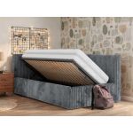 Łóżko młodzieżowe TILVO 90x200 - materac multipocket - szary, sztruks - strona lewa