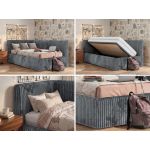 Łóżko młodzieżowe TILVO 90x200 - materac multipocket - szary, sztruks - strona lewa