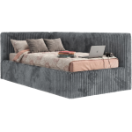 Łóżko młodzieżowe TILVO 90x200 - materac pocket - szary, sztruks - strona lewa