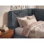 Łóżko młodzieżowe TILVO 90x200 - materac pocket - szary, sztruks - strona lewa