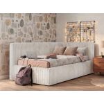 Łóżko młodzieżowe TILVO 90x200 - materac multipocket - beżowy, sztruks - strona prawa