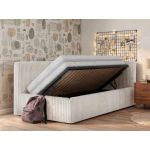 Łóżko młodzieżowe TILVO 90x200 - materac multipocket - beżowy, sztruks - strona prawa