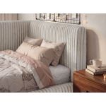 Łóżko młodzieżowe TILVO 90x200 - materac multipocket - beżowy, sztruks - strona prawa