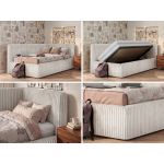 Łóżko młodzieżowe TILVO 90x200 - materac multipocket - beżowy, sztruks - strona prawa