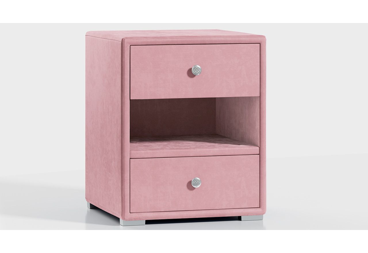 Nowoczesna szafka nocna z szufladami i opcją wyboru tkaniny - LUNA 3 róż