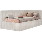 Łóżko młodzieżowe TILVO 90x200 - materac piankowy - beżowy, sztruks - strona prawa