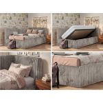 Łóżko młodzieżowe TILVO 90x200 - jasnobrązowy, sztruks - strona prawa