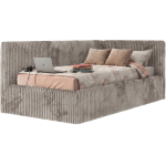 Łóżko młodzieżowe TILVO 90x200 - materac piankowy - jasnobrązowy, sztruks - strona prawa