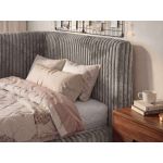 Łóżko młodzieżowe TILVO 90x200 - materac piankowy - jasnobrązowy, sztruks - strona prawa