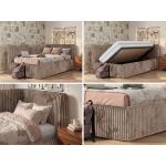 Łóżko młodzieżowe TILVO 90x200 - brązowy, sztruks - strona prawa