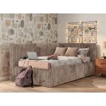 Łóżko młodzieżowe TILVO 90x200 - materac multipocket - brązowy, sztruks - strona prawa