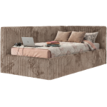Łóżko młodzieżowe TILVO 90x200 - materac multipocket - brązowy, sztruks - strona prawa