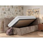 Łóżko młodzieżowe TILVO 90x200 - materac multipocket - brązowy, sztruks - strona prawa