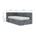 Łóżko młodzieżowe TILVO 90x200 - szary, sztruks - strona prawa