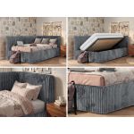 Łóżko młodzieżowe TILVO 90x200 - materac multipocket - szary, sztruks - strona prawa