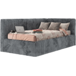 Łóżko młodzieżowe TILVO 90x200 - materac pocket - szary, sztruks - strona prawa