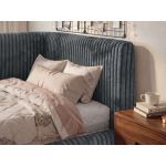 Łóżko młodzieżowe TILVO 90x200 - materac piankowy - szary, sztruks - strona prawa